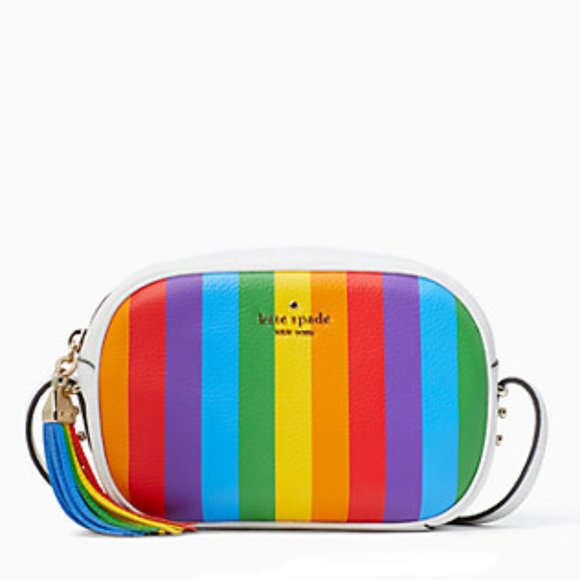 KATE SPADE ROSIE CROSSBODY SHOULDER BAG RAINBOW PRIDE WHITE STRIPE HEART  POUCH